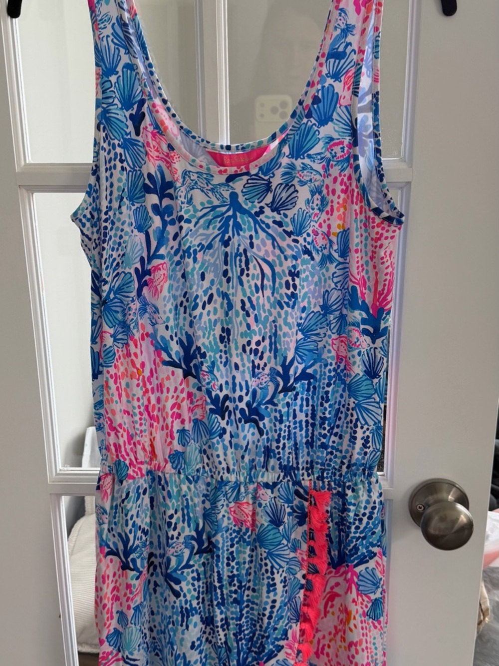 Lilly Pulitzer Blue and Pink Tropical Print Sleeveless Dress